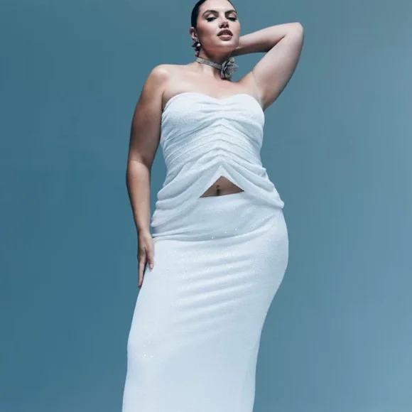 Eloquii White Sequin Skirt Set Size 14 - Picture 2 of 12